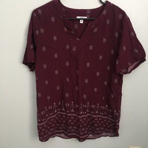 Burgundy print blouse